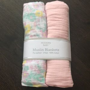 Modern Baby Muslin Blankets 2 Pack, 100% Cotton, NWT